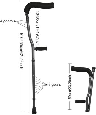 LINYUES Forearm Crutches Adult F-Shape Aluminum Crutches with Heavy Duty Non-Slip Rubber Feet Ergonomic Handles Load 130kg - Buy Online on GoSupps.com