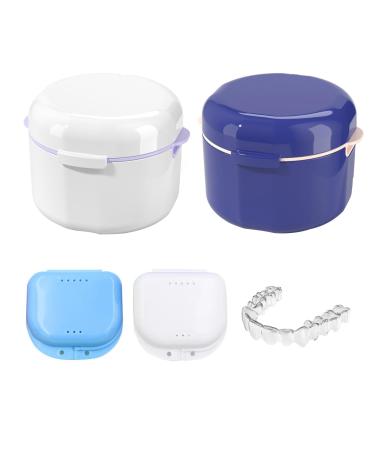 Qiundar clip can braces 2PCs prosthesis box denture container 2PCs bite can for on the go by mouth protection holders and toothed devices on the go