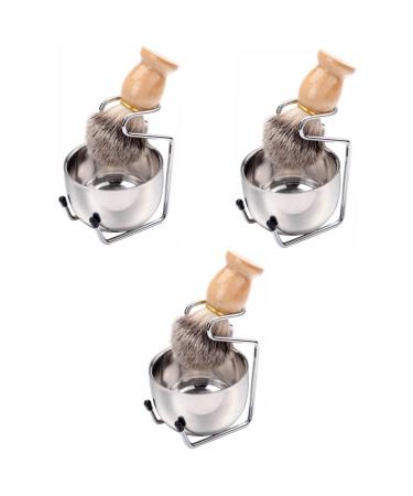 Minkissy 3 sets of razor tool Bartbrush men's razor Razor -soap peel Razor -brush holders Razor holder Bart Cleaning tool Bart delivers man brush holder care bamboo