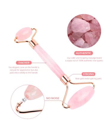 Jade Roller & Quartz Face Roller | Facial Beauty Massager for Skin Care Fine Lines & Muscle Relaxation - Rose Gold - Buy Online on GoSupps.com