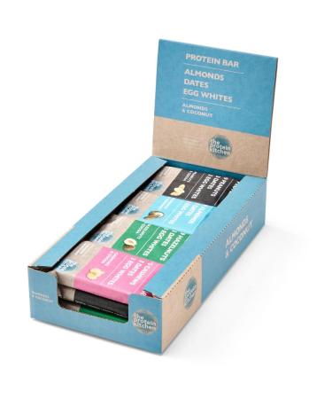 The protein kitchen natural protein bar (12x55g) - Mix box - without sugar additive and without additives - delicious protein snack made of dates egg whites and cocoa mass mix box 12 pieces (1 Pack) - Buy Online on GoSupps.com