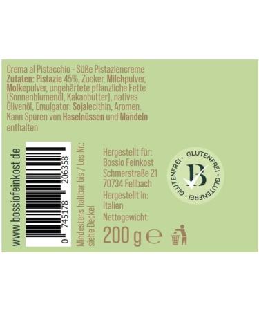 Bossio Pistachio cream zoete pistachecr me 200 g - Buy Online on GoSupps.com