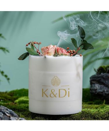 Aromatherapy Soy Wax Scented Candle Set with Wooden Base Glass Lid and Dried Flowers on Top Handmade Decorative Gift Box (Rose)