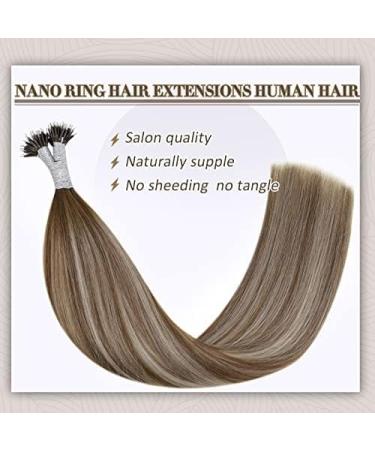 Nano Human Hair Extensions Balayage Nano Tip Hair Extensions Blonde Hair Extensions Invisible 50g 1g/s 18Inch 6/60/6 - Buy Online on GoSupps.com