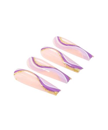 Brishow Artificial Long Press-On Nails - 24 Sparkle Wave Line False Nails for Women & Girls - International Shipping Available - Buy Online on GoSupps.com