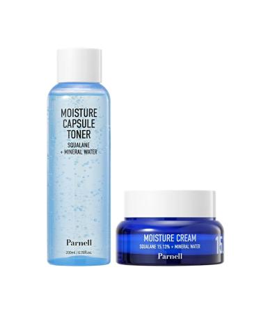 Parnell Squalane Hydrating Duo | Toner & Cream Set | Mineral Water High Potency Squalane 15% | Moisture Lock & Skin Barrier Support K-Beauty
