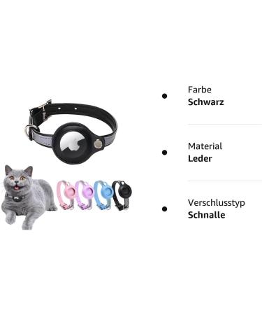 Leather Airtag Cat Collar - Adjustable GPS Tracking Neck Band for Small Medium & Large Cats - Anti-Losing Reflective Design - Buy Online on GoSupps.com