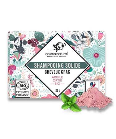 Organic solid shampoo for oily hair 85G, made in France by Gravier laboratories - With clay and organic nettle extract. Limit excess sebum and cleanse the scalp