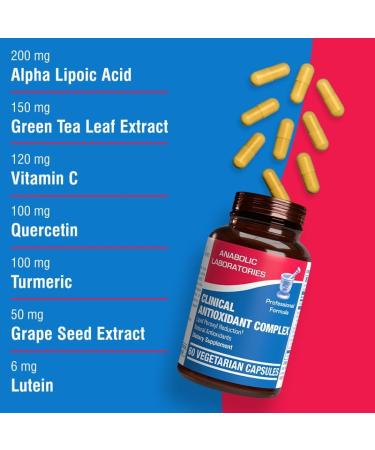 Natural Antioxidant Complex - 60 Vegetarian Capsules for Cell Health | Alpha Lipoic Acid Green Tea Quercetin Turmeric Vitamin C - Buy Online on GoSupps.com
