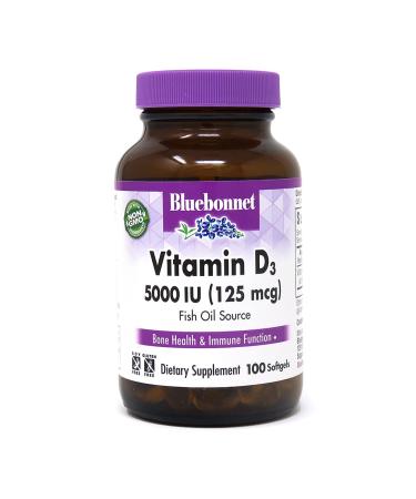 Bluebonnet Nutrition Vitamin D3 125 mcg (5000 IU) 100 Softgels