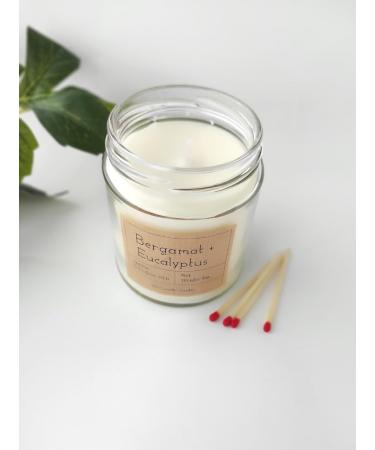 Eco-Friendly Bergamot Eucalyptus Candle - Hand Poured Vegan Soy Wax Gift for Sustainable Living - Buy Online on GoSupps.com
