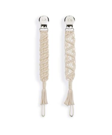 Handmade Braided Macrame Baby Pacifier Clips & Teething Toy Leash - Beige | Boys and Girls - Buy Online on GoSupps.com