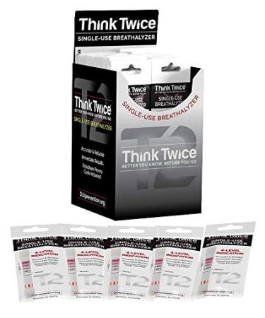 Think Twice Single-Use Breathalyzer - 30 Count - Disposable Alcohol Test 0.00% - 0.08% BAC