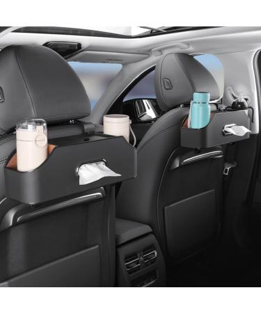 Carodi Multifunctional Car Rear Seat Headrest Organizer - Cup Holder Tissue Box & Hooks | Ideal Car Travel Accessories for Kids & Adults (Black) - Buy Online on GoSupps.com