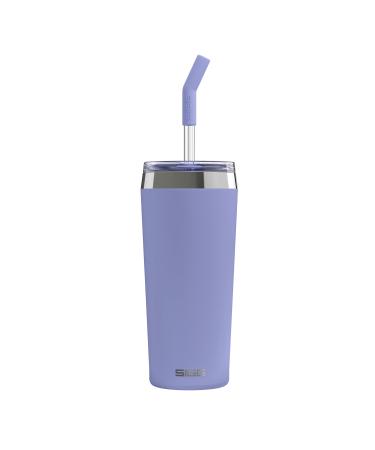 SIGG - Insulated Mug - Travel Mug Helia Peaceful Blue - With Durable Glass Straw & Cleaning Brush - Leakproof - BPA Free - 18/8 Stainless Steel - Purple - 15oz Peaceful Blue 15 oz