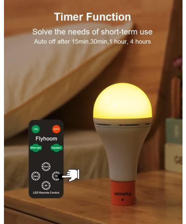 FLYHOOM Rechargeable Emergency Light Bulb with Remote - Portable LED Camping Light Bulb for Camping, Hiking, Car - 5 Modes, 280LM, 6-18h Battery Life - White & Yellow Light, 2 Pack - Buy Online on GoSupps.com