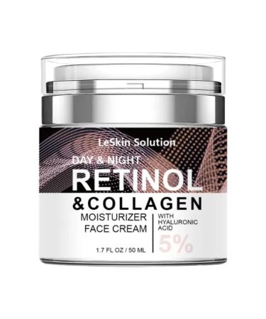 LeSkin Solution Collagen Retinol & Hyaluronic Acid Cream - Anti-Aging Face Moisturizer for Face Neck & D collet - Daily Moisturizer Face Cream - 1.7 fl.oz.