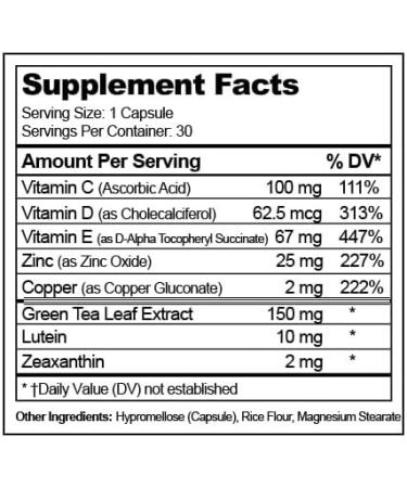 Visual Advantage Glucose II Eye Supplement - 1 Month Supply - AREDS 2 Formula with Vitamin D C E - Lutein & Zeaxanthin - Antioxidant Blend for Adults 50+ - Buy Online on GoSupps.com