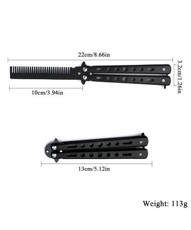 Buy Butterfly Comb - Stainless Steel Foldable Hair Styling Accessory | Barber Ridge Training Comb (Black) - Buy Online on GoSupps.com
