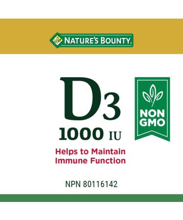 Nature's Bounty Vegetarian Non-GMO Vitamin D3 Vitamin D 1000 IU Supplement Helps to Maintain Immune Function 400 Tablets - Buy Online on GoSupps.com