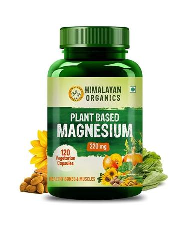 Plant Based Magnesium Supplement 220mg with Turmeric Spirulina Wheatgrass Moringa | Supports Bone Muscle & Bone Health | Boost Energy Level - 120 Veg Capsules
