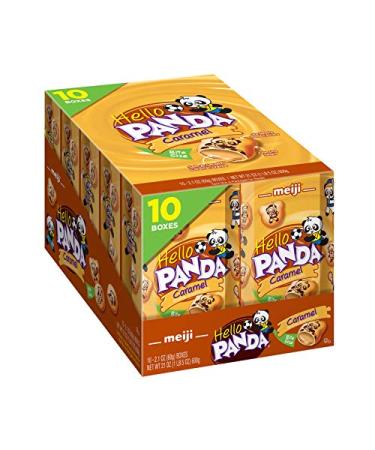 Meiji Hello Panda Cookies Caramel Crème Filled - 2.1 oz Pack of 10 - Bite Sized Cookies with Fun Panda Sports