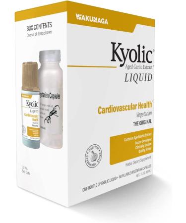 Kyolic Aged Garlic Extract Liquid Vegetarian 2oz + 60 Refillable Capsules â€“ Heart Health Support - Buy Online on GoSupps.com