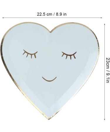 Blue Heart Shape Paper Plate Paper Tableware No Odor Disposable for Party BBQ Picnic Receptions Barbecue Food Holding Cake Snack - Buy Online on GoSupps.com
