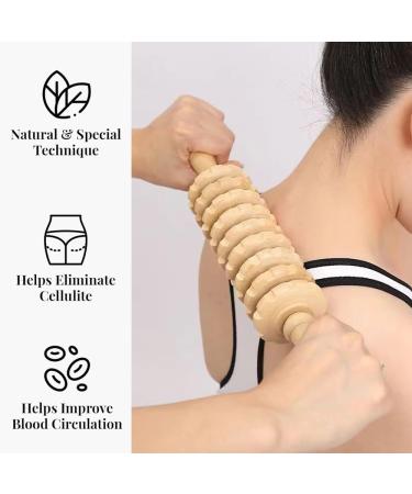 Buy Wooden Massage Roller | Anti-Cellulite Device for Pain Relief & Relaxation | Neck Legs Back & Body Massager - International Shipping Available - Buy Online on GoSupps.com