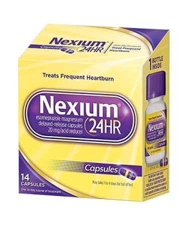 Nexium 24HR Acid Reducer Heartburn Relief Capsules for All-Day and All-Night Protection from Frequent Heartburn Heartburn Medicine with Esomeprazole Magnesium - 14 Count