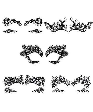 Bilbal 5 Pairs Temporary Eye Tattoo Stickers  Drama Fabric Black Lace Makeup Eye Liner Stickers for Photo Studio Masquerade Carnival Party Ball Halloween  Reusable Eye Shadow Stickers - Buy Online on GoSupps.com
