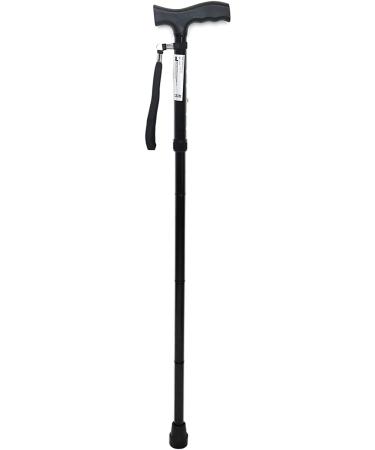 Pepe Folding Cane - Adjustable Lightweight Aluminium Walking Cane for Men and Women | Foldable Seniors' Walking Cane with Strap - Black - Buy Online on GoSupps.com