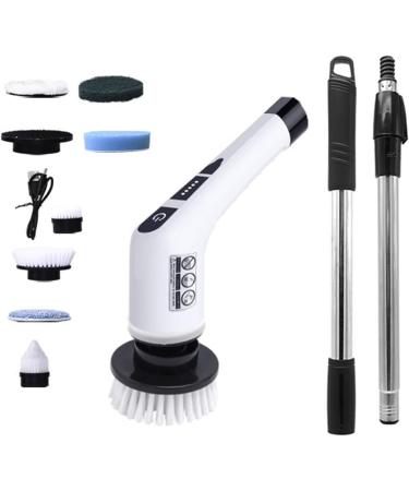 Electric Shower Scrubber Brush - Electric Rotating Scrubber for Bathroom Cleaning | 2-Speed Modes Electric Rotating Cleaner Brush with Retractable Handle and Replaceable Heads - Buy Online on GoSupps.com