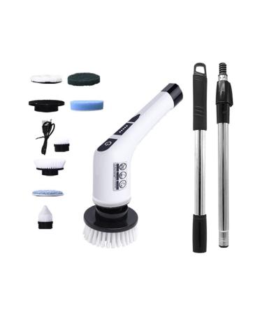 Electric Scrubber for Cleaning | Swivel Electric Bathroom Scrubber | 2-Speed Modes Electric Rotating Cleaner Brush with Retractable Handle and Replaceable Heads
