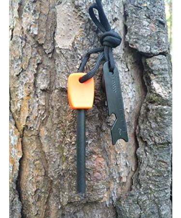 FOSTAR Ferrocerium Fire Starter Rod Set - 5/16 Thick Waterproof Fire Steel for Bushcraft - Includes Easy Grip Handle, Multi-Tool Striker, Paracord Lanyard - 2PCS Black and Orange - Buy Online on GoSupps.com