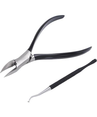 Verdant Touch Ingrown Toenail Nippers Stainless Steel Toenail Nippers and Lifter Set for Ingrown Nail Care Professional Pedicure Tools Black - Buy Online on GoSupps.com