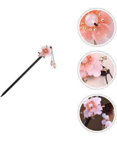 1pc Peach Blossom Wooden Hair Clasp Flower Hair Clips for Women Flower Hair Chopsticks Vintage Hair Chopsticks Hair Jewels for Women Wood Hairpin Miss Alloy Tassel Hair Stick - Buy Online on GoSupps.com