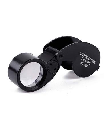 Spacmirrors LED Magnifying Glass 40X Full Metal Jewel Jewel Ring Pocket Folding Glass Jeweler Eye Magnifier