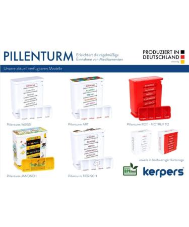 Kerpers 7-Day Pill Organizer | Made in Germany | 4-Compartment Medicine Box for Tablets & Supplements (2 Pack - White/Red) - Buy Online on GoSupps.com