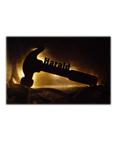 Schlumlumlicht24 3D LED Nachtlicht "Zimmermann roofer hammer" with name for fathers father funny man men gifts for craftsmen handyman as a personalized decoration lamp