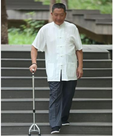 Crutches for Walking Adjustable Quad Cane with Wrist Strap Ergonomic Handle Mobility Aid for Elderly Seniors & Handicap for Tall 39-71in Silver/Gold/Brown Purposiveness - Buy Online on GoSupps.com
