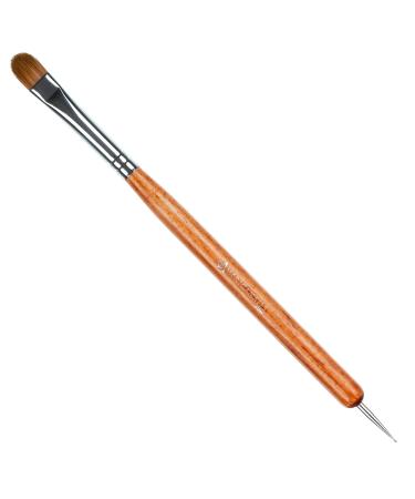 Americanails French Manicure Brush - Nail Clean Up Brush - Two Way Sable Nail Art Brush with Dotting Tool - Hardwood Handle - Professional Nail Salon Quality Brush - Creates Flawless French Manicures