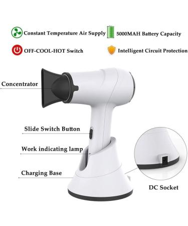 Cordless Hair Dryer 5000Mah Lithium Battery Rechargeable Wireless Hair Dryer Travel Blow Dryer with Removable Nozzle for Blowing Hair/Painting Drying - Buy Online on GoSupps.com