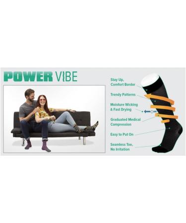 Juzo Power Vibe Compression Socks - Premium 15-20 mmHg for Men & Women - Groovy Zebra - X-Large | International Shipping - Buy Online on GoSupps.com