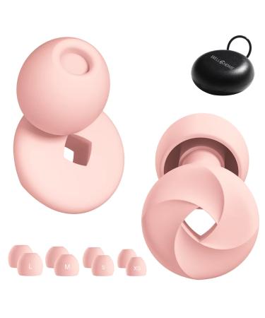WELLCHOME Ear Plugs for Noise Reduction Soft Comfortable Reusable Silicone Hearing Protection for Sleeping Snoring Traveling Studying Working Swimming. Comes with 8 Ear Tips and a Storage Case. -33dB (Pink XS S M L) Pink XS S M L