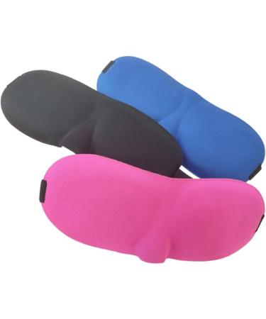 3 Pack Soft Microfiber Cloth Eye Sleep Mask Set - Stress Relief Blindfold Cover for Kids & Adults - Perfect for Travel, Yoga, Office - Rose Red, Blue, Black - Buy Online on GoSupps.com