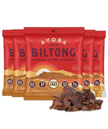Buy Ayoba Spicy Biltong - Keto & Paleo Certified - Grass Fed Beef Snack (5 Pack  1 oz) - Buy Online on GoSupps.com