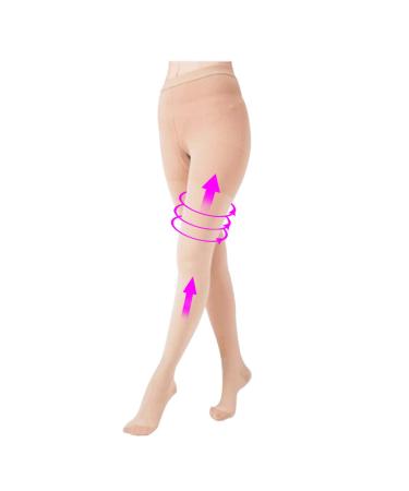 Compression Pantyhose for Women 20-30 mmHg Nurse Compression Stockings Closed Toe Graduated Support Hosiery for Varicose Veins Edema (Beige 2XL) Beige 2XL