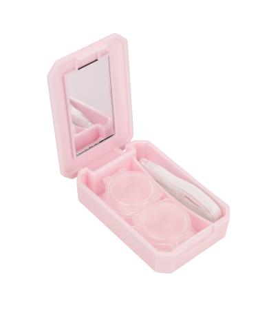 Contact lens box contact lens storage container for soaking with a mirror tweezers tweezers remover tools for the trip home (pink)