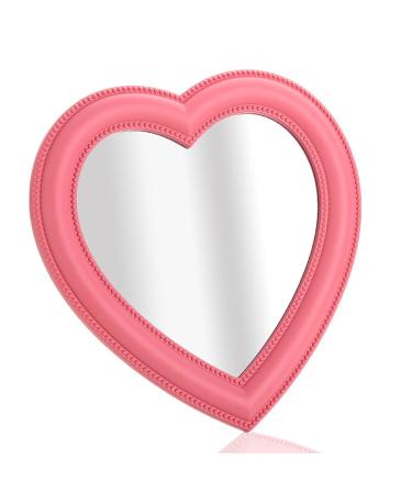 Utavu Heart Shaped Mirror Cosmetic Heart Makeup Mirror Desk Mirror Aesthetic Mirror Pink Mirror Cute Room Stuff Wall Mirrors for Bedroom Valentines Day Kawaii Wall D cor
